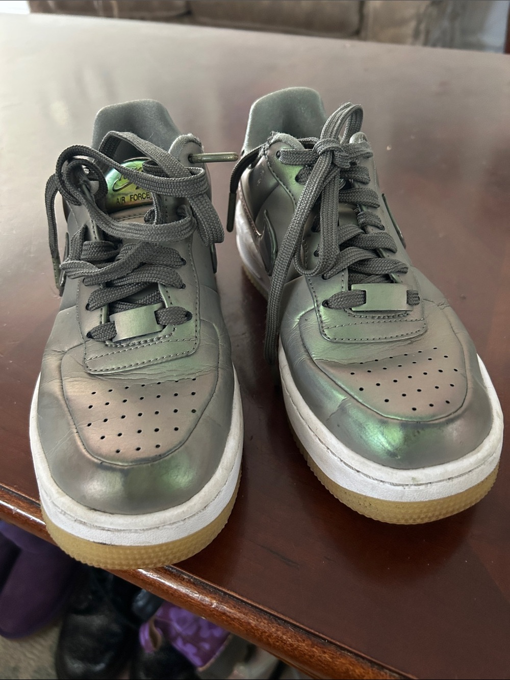 Nike Iridescent Green Low-Top Sneakers with Gum Outsole
